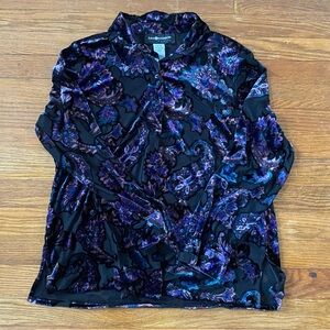 FLORAL VELVET BURNOUT BLOUSE